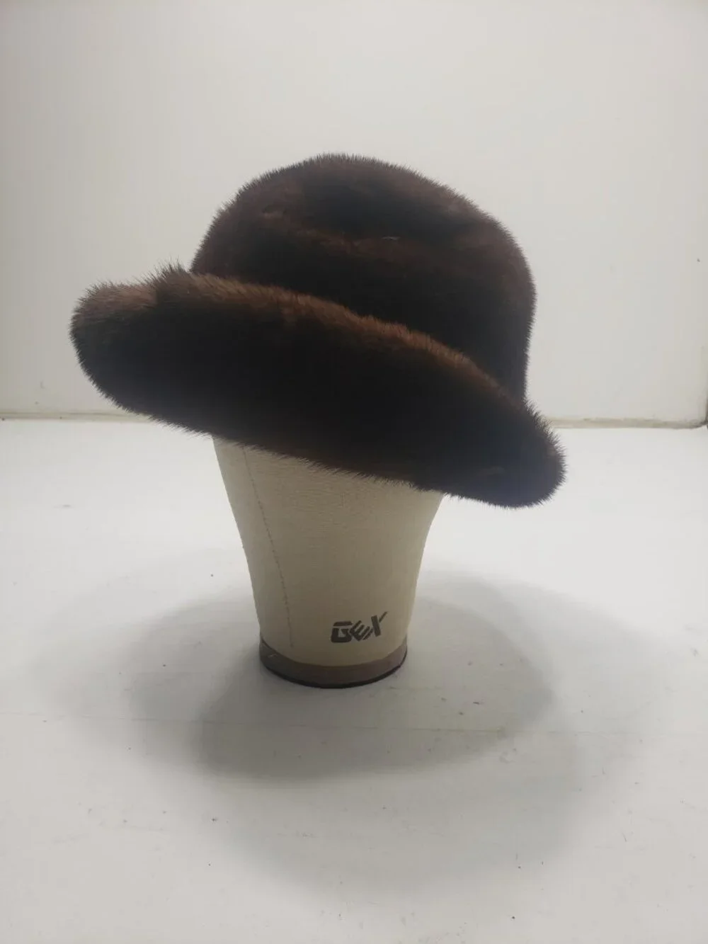 Vintage Brown Fur Fedora Hat Wide Brim Black Band Unmarked 8.25 x 6.25
